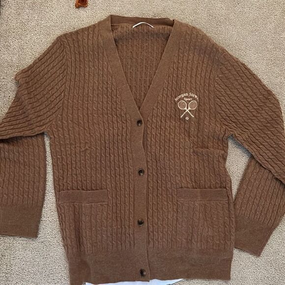 NWT Morgan Stewart Sport Small Brown Cardigan - Picture 1 of 4